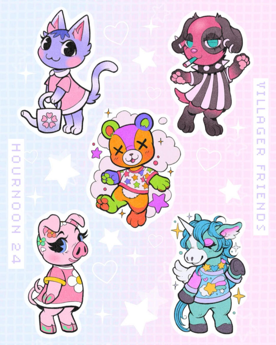 VILLAGER FRIENDS - $200-300 / color, $200 / b+g